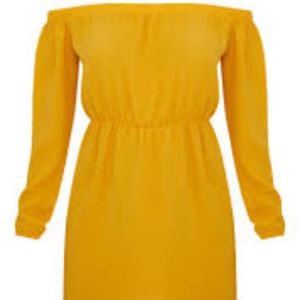 Mustard Puff Sleeve Dress